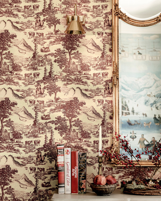 TOILE DU TYROL Evergreen Wallpaper (WP30146) by Mind The Gap | WP30146 | TYROL APRES-SKI | 1 roll x 52x1000 cm / 20.5x393.7 in | 0.52m / 20.5in | 10m / 393.7in | 5.20sqm / 55.9sq ft | 52cm / 20.5in | Green, Light Green | Non-woven Satin | Paste the wall | 1-roll in a box | Fabric Carolina | https://www.fabriccarolina.com/