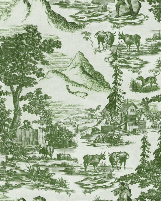 TOILE DU TYROL Evergreen Wallpaper (WP30146) by Mind The Gap | WP30146 | TYROL APRES-SKI | 1 roll x 52x1000 cm / 20.5x393.7 in | 0.52m / 20.5in | 10m / 393.7in | 5.20sqm / 55.9sq ft | 52cm / 20.5in | Green, Light Green | Non-woven Satin | Paste the wall | 1-roll in a box | Fabric Carolina | https://www.fabriccarolina.com/