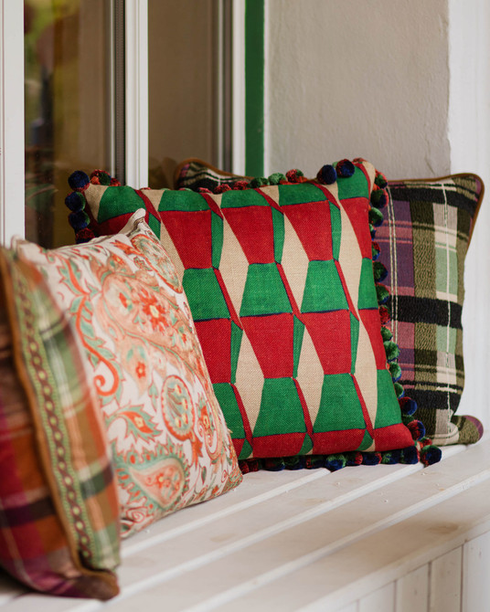 ENDLESS SCARLET Linen (FB00186) by Mind The Gap | FB00186 | TRANSYLVANIAN RHAPSODY | Taupe, Green, Red | Meter | 140(±5%)x100 | (W)46.8 x (L)67.5cm / (W)18.4 x (L)26.5 in | Stonewashed | 100% Linen | Fabric Carolina | https://www.fabriccarolina.com/
