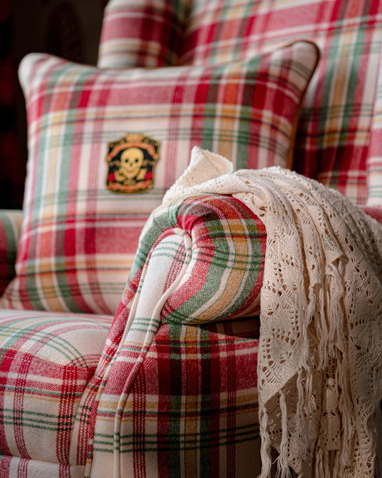 SULLIVAN PLAID Woven Fabric (FB00090) by Mind The Gap | FB00090 | WOODSTOCK '69 | Taupe, Green, Yellow, Red | Metre | 150cm(± 5%) x 100cm / 59.05in(± 5%) (bw) x 39.4in | W 50cm x L 50cm / W 19.6in x L 19.6in | Steam finish | 70% Wool, 30% other fibers | Fabric Carolina | https://www.fabriccarolina.com/
