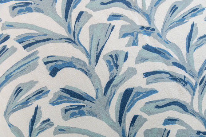 Palmer Aquamarine by Roth & Tompkins Fabric - 50% Cotton, 35% Viscose, 15% Linen - India - 15,000 - V: 8.75  H: 13.5 - 54" - Fabric Carolina -