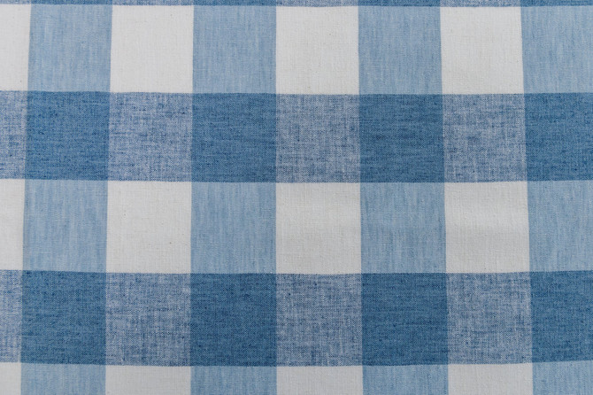Vespa Check Lake by Roth & Tompkins Fabric - 40% Polyester, 35% Cotton, 25% Linen - India - 100,000 - V: 4"  H: 4" - 54" - Fabric Carolina -