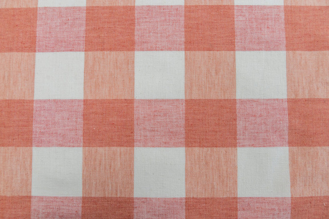 Vespa Check Melon by Roth & Tompkins Fabric - 40% Polyester, 35% Cotton, 25% Linen - India - 100,000 - V: 4"  H: 4" - 54" - Fabric Carolina -