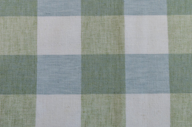 Vespa Check Sky by Roth & Tompkins Fabric - 40% Polyester, 35% Cotton, 25% Linen - India - 100,000 - V: 4"  H: 4" - 54" - Fabric Carolina -