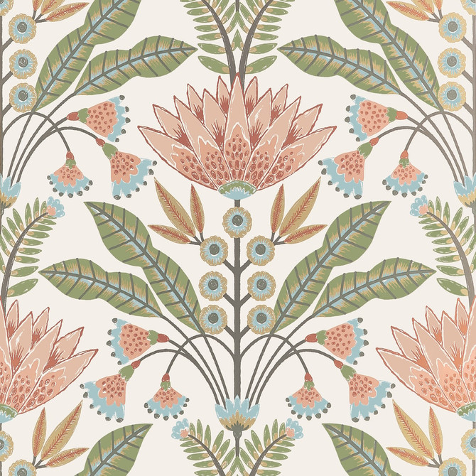 Lotus Apricot T14609 by Thibaut Wallpaper Thibaut Wallpaper Lotus Apricot T14609Wallpaper FAIRHAVEN Wallpaper Repeat: H: , V: 25.25 27 - Fabric Carolina -