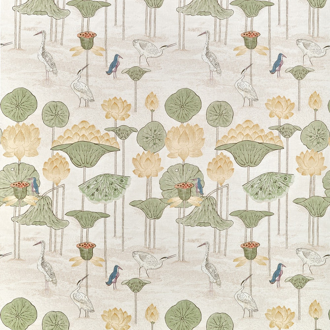 Malea Gold F914634 by Thibaut Fabric Thibaut Fabric Malea Gold F914634Fabric FAIRHAVEN FABRIC BOOK 100% Cotton Repeat: H: 27, V: 34.75 54 - Fabric Carolina -