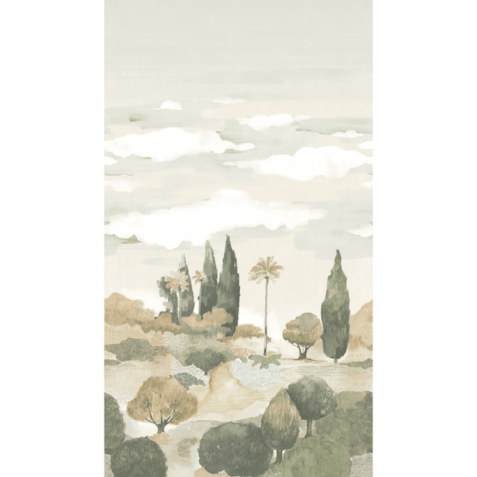 Taormina Mural 3 Panel Set Sage and Beige TM4522 by Thibaut Designer Wallpaper Thibaut Wallpaper TAORMINA MURAL Sage and Beige TM4522Wallpaper MURAL RESOURCE Wallpaper Repeat: H: , V:  81 - Fabric Carolina -
