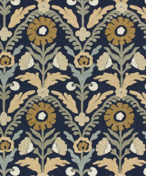 Del Rossi 1 Midnight by Barrow Industries Fabric AB261 Luminaire 60% POLYESTER, 25% COTTON, 15% LINEN India 15,000 DOUBLE RUBS Repeat: Horizontal: 9" and Vertical: 9 1/2" 56" - Fabric Carolina -