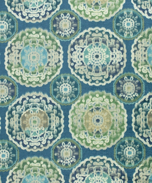 Giotto 1 Peacock by Barrow Industries Fabric AB261 Luminaire 100% POLYESTER India 48,000 DOUBLE RUBS Repeat: Horizontal: 13 3/4" and Vertical: 13 3/4" 58" - Fabric Carolina -