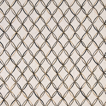 Inside And Out Ebony 3467111002 by Carole Exclusive Designer Natural Harmony Base: 90% POLYESTER, 10% LINEN Embr: 100% SPUN VISCOSE INDIA 3 3/4" V , 2 3/4" H 52*" Carole Fabrics Fabric - Swanky Fabrics -