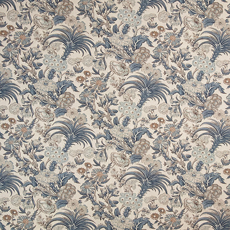 Lush Flora Wedgewood by Carole Designer Fabric Blue Horizon 50% COTTON, 35% VISCOSE, 15% LINEN INDIA 50,000 Wyzenbeek Double Rubs 17" V , 27 1/2" H 55" Carole Fabrics Fabric - Swanky Fabrics -