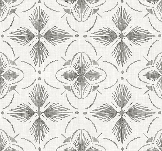 Sari Charcoal AG60400 by Seabrook Designs Wallpaper Bali Tropical Heavyweight Paper United States 60.75 sq ft 27" Seabrook Wallpaper - Fabric Carolina -