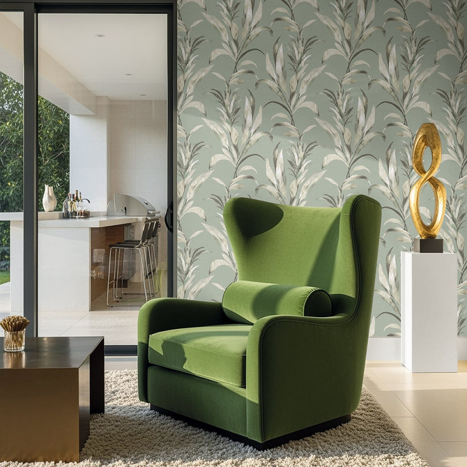 Padma Green Mist AG60704 by Seabrook Designs Wallpaper Bali Tropical 20 oz. Type II Vinyl United States 60.75 sq ft 27" Seabrook Wallpaper - Fabric Carolina -