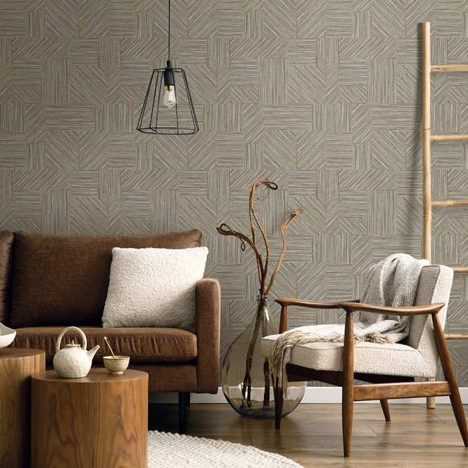 Husk Smoke EN40108 by Seabrook Designs Wallpaper Natural Grass Textures Nonwoven Netherlands 57.5 sq ft 20.9" Seabrook Wallpaper - Fabric Carolina -