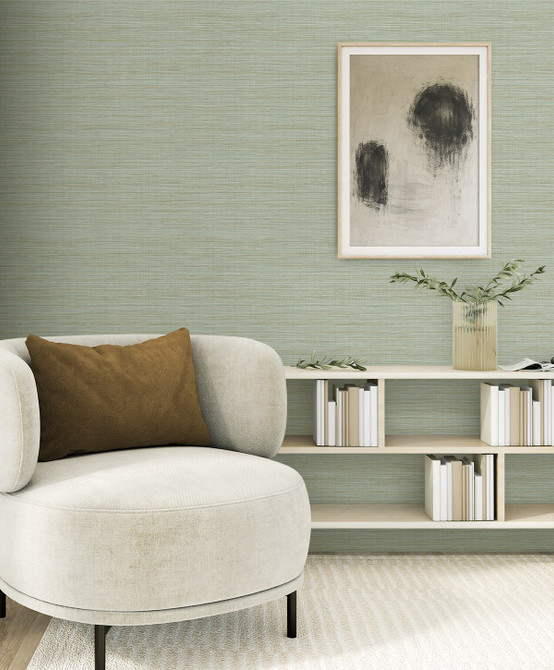 Sisa Mint EN40214 by Seabrook Designs Wallpaper Natural Grass Textures Nonwoven Netherlands 57.5 sq ft 20.9" Seabrook Wallpaper - Fabric Carolina -