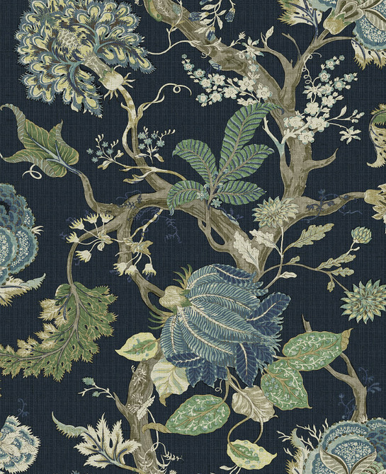 Jacobean Trail Midnight Blue & Greenery HG14212 by Harry & Grace Peel and Stick Wallpaper Harry & Grace Peel and Stick Nonwoven United States 30.75 sq ft 20.5" Seabrook Peel and Stick Wallpaper - Fabric Carolina -