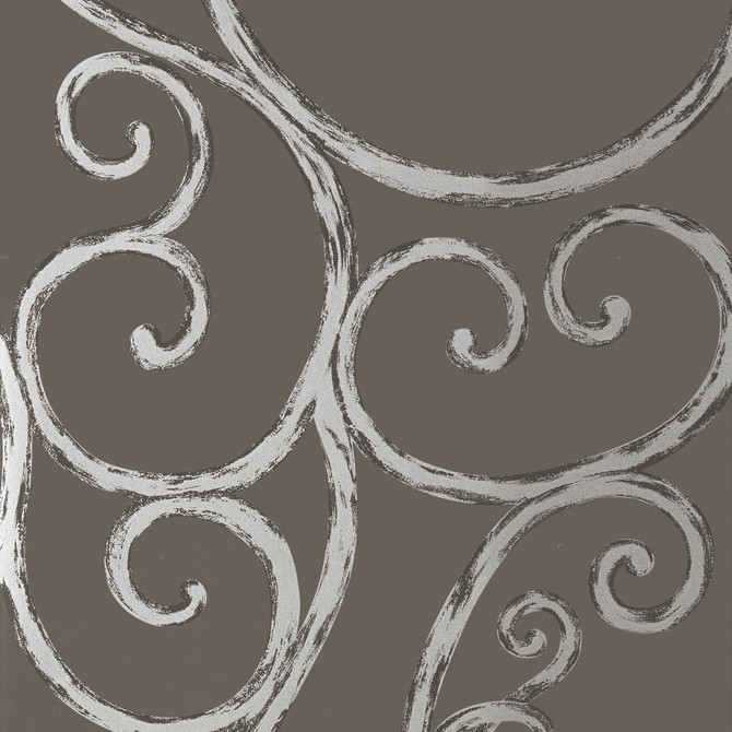 Palace Gate Silver on Charcoal AT6052 by Anna French Wallpaper