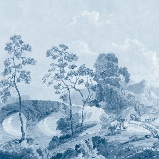 Savery Mural Blue ATM24573 by Anna French Wallpaper