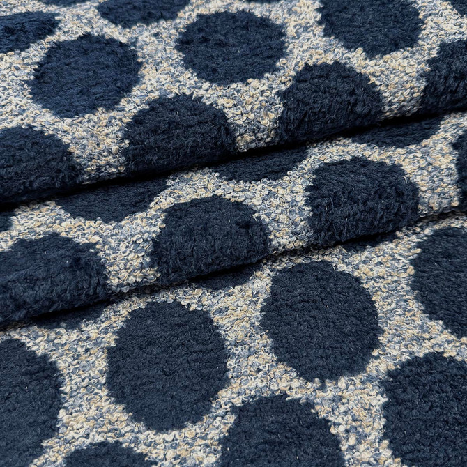 Domino Blues by Magnolia Designer Fabric Required Minimum Quantity Purchase: 2 yards Content: 92% POLYESTER, 8% COTTON Origin: INDIA Performance: 50,000+ WYZ Repeat: Horizontal: 2.25 and Vertical: 3.25 Width: 54 Uses: Upholstery