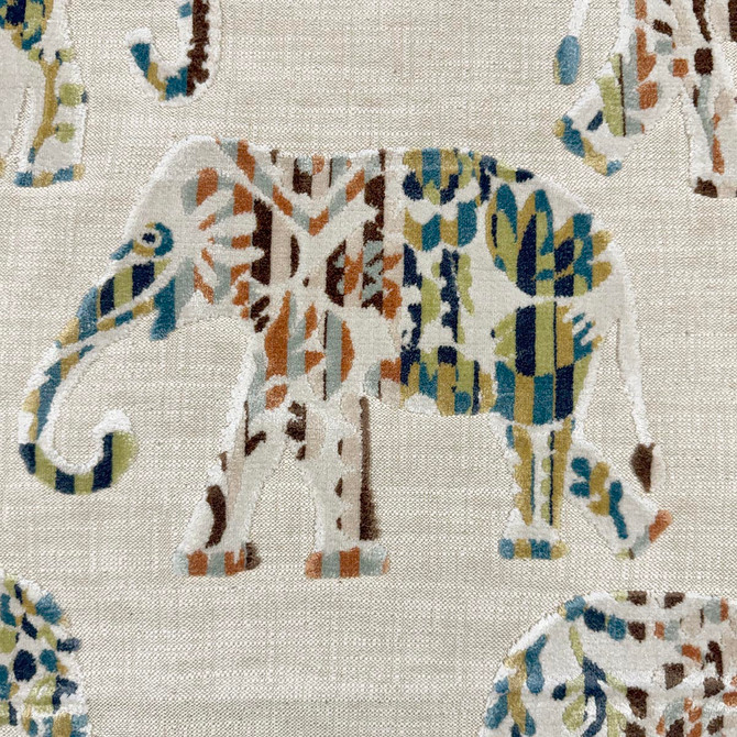 Steelman Multi by Magnolia Designer Fabric Required Minimum Quantity Purchase: 2 yards Content: 45% COT, 28% POLY, 27% VIS Origin: INDIA Performance: 42,000 MAR Repeat: Horizontal: 13.5 and Vertical: 24.75 Width: 54 Uses: Bedding, Upholstery