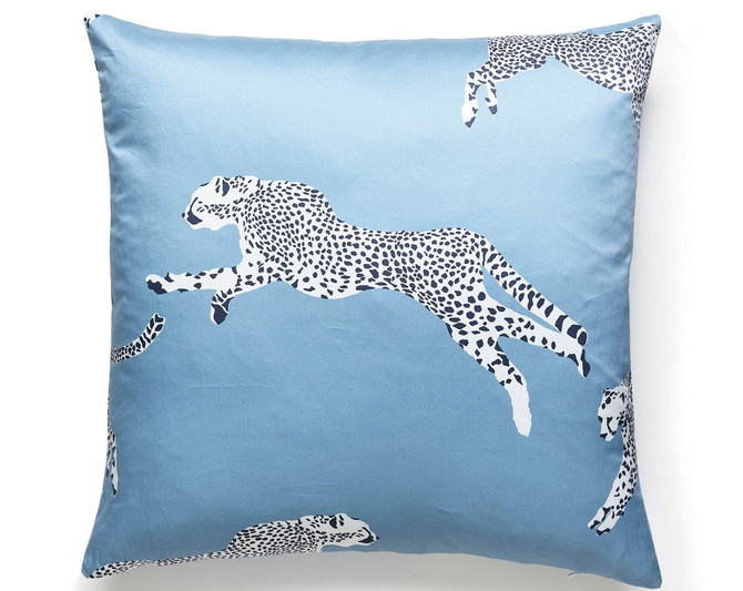 Leaping Cheetah Pillow 22 X 22 - Cloud Nine SCCHEETPILL0004 by Scalamandre Pillow
