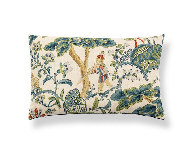 Kelmescott Hand Block Pillow 14 X 22 - Peacock On Sand SCLBDK165900003 by Scalamandre Pillow