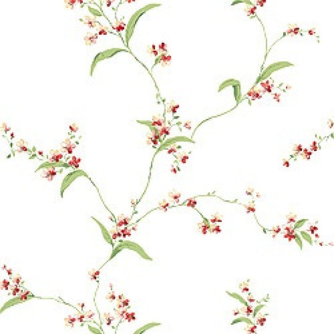 Orchid Trail White T3135 by Thibaut Wallpaper