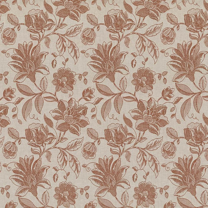 Coventry Floral Paprika by Kasmir Fabric 5070 82% Polyester
18% Cotton
 INDIA 13,000 Martindale Cycles Horizontal: 13 4/8 inches and Vertical: 19 4/8 inches 54 - Fabric Carolina -