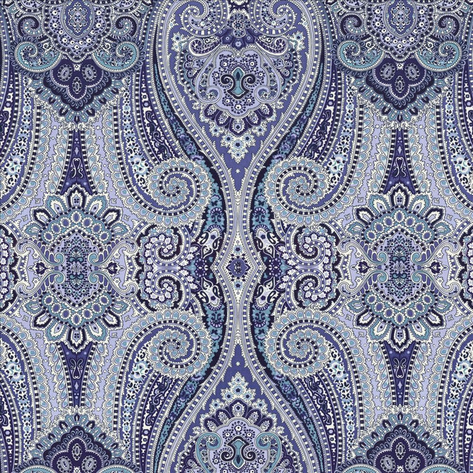 Grand Paisley Delft by Kasmir Fabric 5081 100% Cotton
 CHINA 51,000 Wyzenbeek Double Rubs Horizontal: 13 4/8 inches and Vertical: 25 2/8 inches 54 - Fabric Carolina -