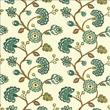 Stoneleigh Peacock by Kasmir Fabric 1436 100% Cotton USA 12,000 Wyzenbeek Double Rubs H: 27 inches, V: 25 2/8 inches 54 - Fabric Carolina - Kasmir