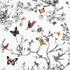 Birds & Butterflies Multi On White 2704420 by Schumacher Wallpaper Exuberant Prints 27.0" - Fabric Carolina -