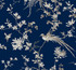 Bird & Blossom Chinoserie Blue Wallpaper by Ronald Redding 24 Karat Covers about 60.8 square feet 27-in by 27-ft long roll Unpasted 25.25 - Fabric Carolina -