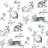Bunny Toile Black & White Wallpaper by Inspired by Color Black & White, III Covers about 56.4 square feet 20.5-in by 33-ft long roll Prepasted 20.5 - Fabric Carolina -