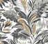 Palm Silhouette Black & Gold Wallpaper by Inspired by Color Black & White, III Covers about 60.8 square feet 27-in by 27-ft long roll Prepasted 25.25 - Fabric Carolina -