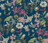 Butterfly House Navy Wallpaper by York Wallcoverings Blooms Covers about 60.8 square feet 27-in by 27-ft long roll Unpasted 24 - Fabric Carolina -