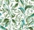 Tropical Love Birds White & Aqua Wallpaper by Inspired by Color Blues II Covers about 60.8 square feet 27-in by 27-ft long roll Prepasted 24 - Fabric Carolina -