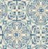 Florentine Blue Tile Wallpaper by A-Street Prints Restored Covers about 56.4 square feet 20.5-in by 33-ft long roll Unpasted 21 - Fabric Carolina -
