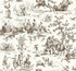 Seasons Toile Brown Wallpaper by York Wallcoverings Grandmillennial Covers about 60.8 square feet 27-in by 27-ft long roll Prepasted 25.25 - Fabric Carolina -