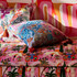 GIARDINO SEGRETO Embroidered Cushion (LC40258) by Mind The Gap | LC40258 | LA DOLCE VITA | 20 x 20 in | Blue, Fucsia, Orange, Pink, Turquoise | Fabric Carolina | https://www.fabriccarolina.com/
