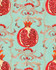 MELAGRANATA Azzurro Wallpaper (WP20847) by Mind The Gap | WP20847 | LA DOLCE VITA | 1 roll x 20.47 x 354.33 in | 0.52m / 20.5in | 9m / 354in | 4.68mp | 60cm / 23.6in | Ivory, Red, Turquoise | Textured Matte | Paste the wall | 1-roll in a box | Fabric Carolina | https://www.fabriccarolina.com/