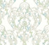 Roxen Damask Turquoise, Off-White, and Mint by Seabrook Wallpaper Lugano United States 60.75 25.2" 27" - Fabric Carolina -