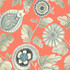 Calypso Paisley Leaf Fabric Coral and Aloe by Seabrook Wallpaper Boho Rhapsody United States 13.5 27" 3" - Fabric Carolina -