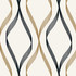 Wave Ogee Metallic Gold & Ebony by Seabrook Wallpaper Etten Studios Online Netherlands 57.5 18" 20.9" - Fabric Carolina -