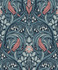 Bird Scroll Aegean Teal & Coral by Seabrook Wallpaper Legacy Prints Netherlands 57.5 25.2" 20.9" - Fabric Carolina -