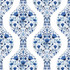 Floral Ogee Bluestone by Seabrook Wallpaper NextWall Peel & Stick United States 30.75 6.3" 20.5" - Fabric Carolina -