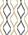 Ogee Ribbon Metallic Gold & Ebony by Seabrook Wallpaper NextWall Peel & Stick United States 30.75 12.6" 20.5" - Fabric Carolina -