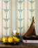 DANUBE STRIPE Blue Wallpaper (WP30156) by Mind The Gap | WP30156 | THE WETLANDS | 1 roll x 52 x 1000 cm / 20.5x393.7 in | 0.52m / 20.5in | 10m / 393.7in | 5.20sqm / 55.9sq ft | 52cm / 20.5in | Taupe, Black, Blue | Non-woven Satin | Paste the wall | 1 roll in a box | Fabric Carolina | https://www.fabriccarolina.com/