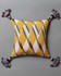 GLORIA cushion (LC40281) by Mind The Gap | LC40281 | TRANSYLVANIAN RHAPSODY | 50 x 50 cm / 20 x 20 in | Blue, White, Yellow, Red | Tasseled corners | Duck feather | 82% Cotton, 10% Polyamide, Other Fibers | Fabric Carolina | https://www.fabriccarolina.com/