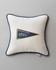 MTG YACHTING CLUB Linen Embroidered Cushion (LC40107) by Mind The Gap | LC40107 | SUNDANCE VILLA | 50 x 50 cm | Blue, White, Yellow | Indigo blue rope border | Duck feather | 100% Linen | Fabric Carolina | https://www.fabriccarolina.com/