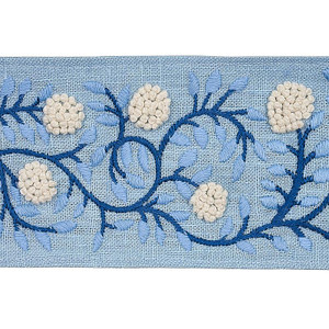 Ashoka Tape Ivory & Blue 76294 by Schumacher Trim - Fabric Carolina